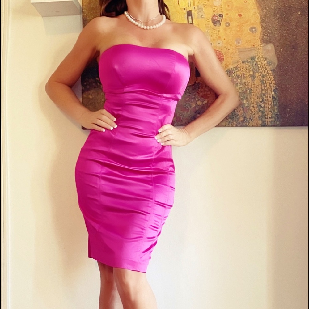 BEBE Pink Satin dress 🌺💖 - Picture 3 of 14